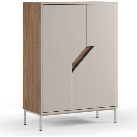 Mueble auxiliar alto 2 puertas abatibles md-Rómulo acabado crema/roble sepet, 120cm(alto) 85cm(ancho) 40cm(prof.)