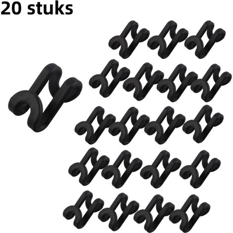 Lot de 20 crochets de connexion pour cintres épais en forme de S permettant de superposer plusieurs cintres et de gagner de la place dans l'armoire couleur noire (1/5)