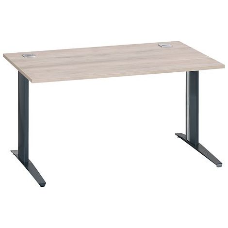 Bureau droit chêne gris L 140 cm piètement métal plus anthracite Essens - Maxiburo
