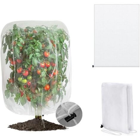QORVA-(100x150cm) 1 morceau de filet de jardin avec cordon de serrage, utilisé pour protéger les plantes de jardin des oiseaux, des coléoptères, des cigales et des insectes