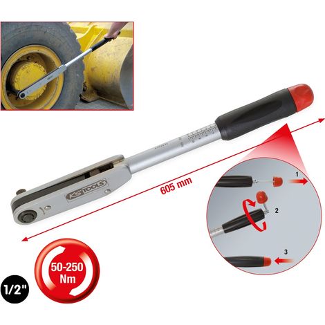 KS Tools 1/2 Kurzweg-Drehmomentschlüssel, 50-250 Nm (1/5)