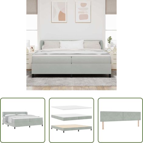 Samt - Boxspringbett mit Matratze Hellgrau 200 x 200 cm Samt (1/5)