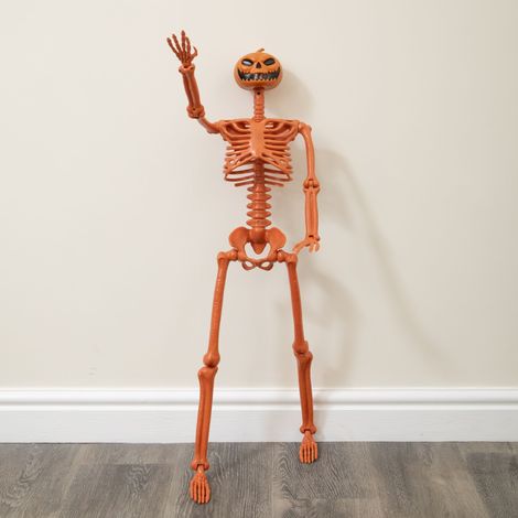 90cm Poseable Pumpkin Skeleton Hanging Halloween Decoration (1/5)