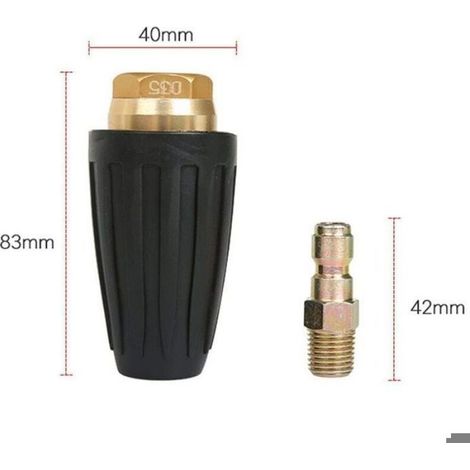 Buse turbo rotative, 1,8 GPM 3000 PSI 035 pour nettoyeur haute pression, buse turbo rotative de 6,35 mm à connexion rapide, kit d'ac (1/5)