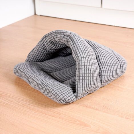 QORVA-Nid pour chaton gris 30 cm x 32 cm x 16 cm 1 x panier pour chat pour dormir Matelas rond Panier pour chat Panier lavable (1/5)