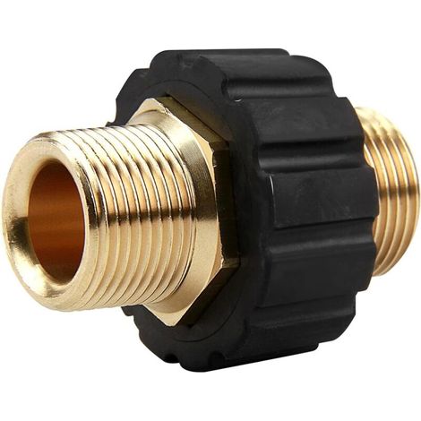 Raccord Rapide de Tuyau, Adaptateur pour Nettoyeur Haute Pression à Double Mâle M22 x 1,5 Compatible avec Karcher, Karcher HD & HDs Nettoyeur Haute Pression Tuyau (14 mm Diamètre) (1/5)