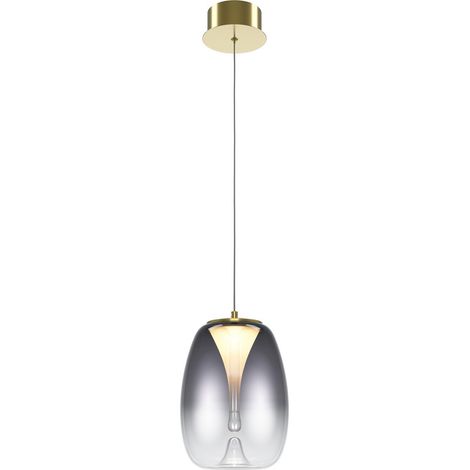 Maytoni Splash Plafonnier suspendu moderne en forme de dôme doré, 3 000 K, 280 lm, abat-jour fumé