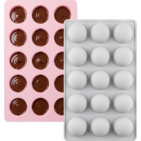 2-Piece Silicone Sphere Chocolate Mold, 15 Cavities, Ø 2cm (1/5)