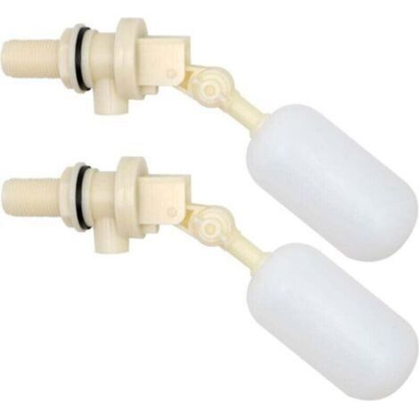 -Lot de 2 robinets à flotteur 3/4" pour abreuvoirs, robinets à boisseau sphérique à arrêt automatique 3/4" pour réservoir d'abreuvoir pour bovins, avec adaptateur pour tuyau d'eau (1/4)