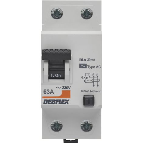 DEBFLEX - INTERRUPTEUR DIFFERENTIEL 2P 30MA 63A 2 MODULES TYPE AC - 707514