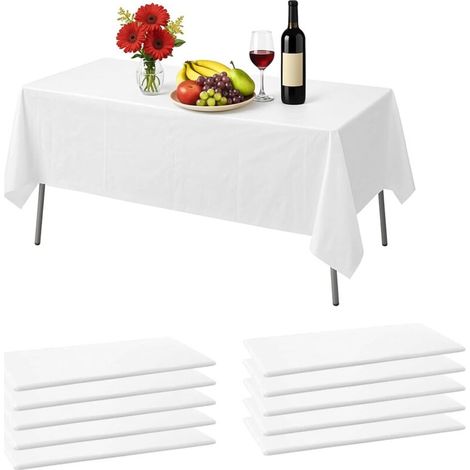 Bardusch-Nappe Imperméable Rectangulaire en PEVA Blanc 153cmX214cm, Lot de 5 Nappes Jetables pour Fêtes et Mariages (1/5)