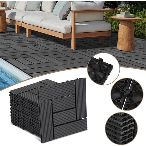 TolleTour 99 piastrelle per terrazza da 9 m², piastrelle a clip 30x30 cm, pavimentazione esterna per terrazza e giardino, antracite