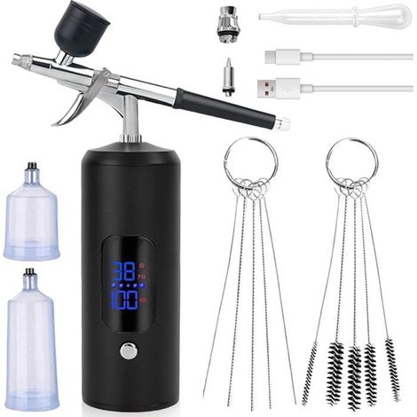 Kit aérographe complet avec compresseur USB, chargement sans fil portable pour nail art, tatouage, maquillage, modélisme (1/5)