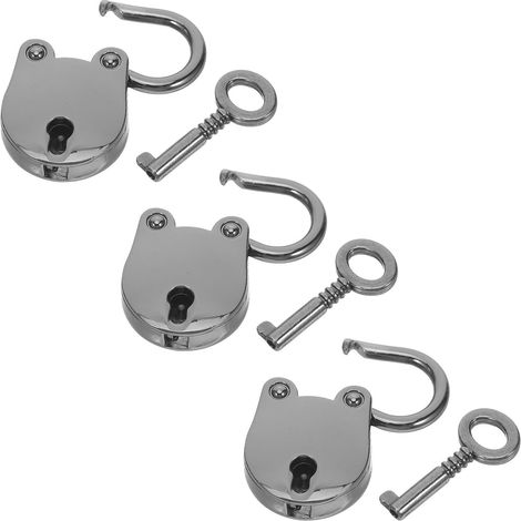Candado mini antiguo de 3 piezas con cabeza de oso y llave. (1/5)