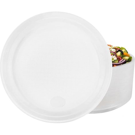Apex – Lot de 60 assiettes en plastique réutilisables Ø 22 cm – Sans BPA – Assiettes légères et empilables pour fêtes et pique-niques