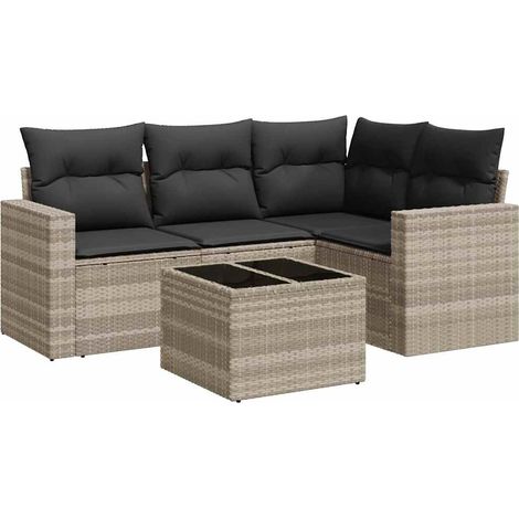 Maison Exclusive - Set de sofás jardín y cojines 5 pzas ratán sin (1/3)