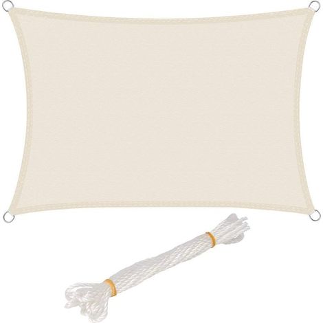 Voile d'ombrage rectangulaire 2x4 m – 160 g/m² polyester résistant aux intempéries – Protection UV 50+ – Fixation avec 4 cordons de 1.5 m (1/5)