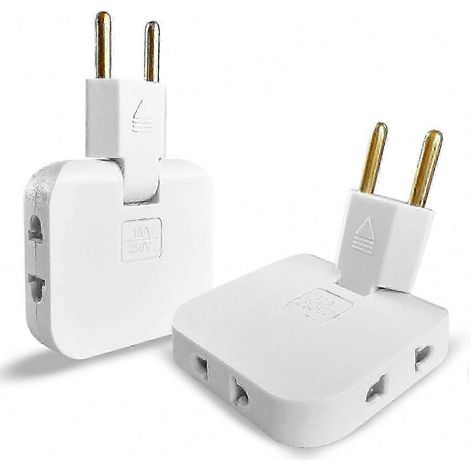 Multiprises plates ultra-minces, adaptées à une utilisation derrière les armoires, lot de 3, avec 3 prises, connexion rotative à 180°. (1/5)