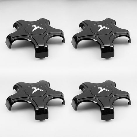 Lot de 4 enjoliveurs noirs et blancs pour Tesla Model 3 Aero H (1/5)