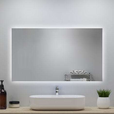 OCEAN Specchio da bagno con LED 100x60cm,IP44, Interruttore a parete,HD Vetro (1/5)