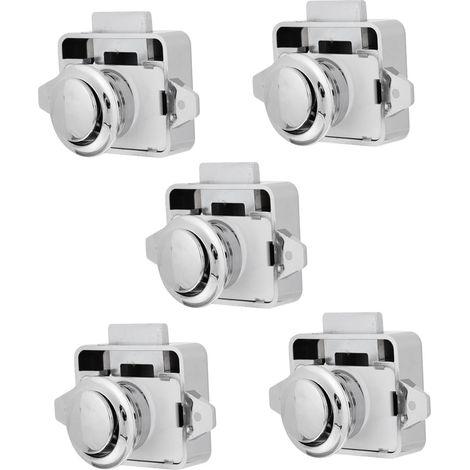 Lot de 5 verrous à bouton, poussoir chromés pour porte de camping (1/5)