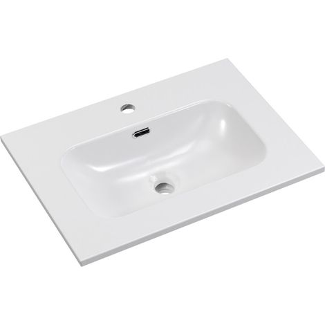 Lavabo da incasso LARGO 60 cm in ceramica bianca lucida