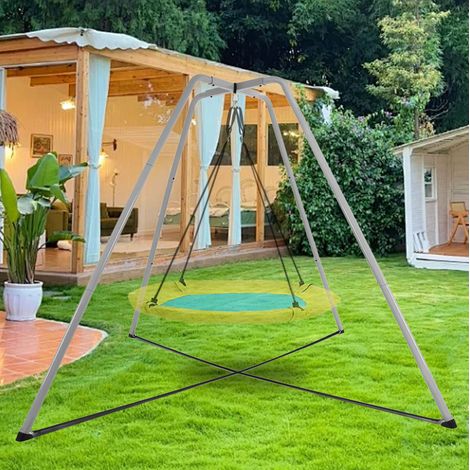 Supporto per altalena in acciaio grigio, telaio a A, 220 x 220 x 200 cm, fino a 440 lb, DESVIAE (1/5)