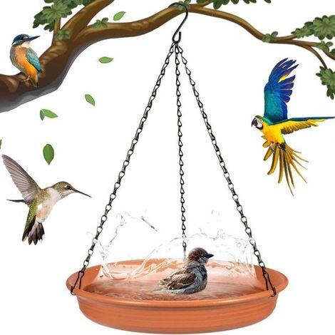 Comedero colgante, Bebedero para pájaros, Diámetro del comedero: 30 cm, Para que los pájaros beban y se bañen (1/5)