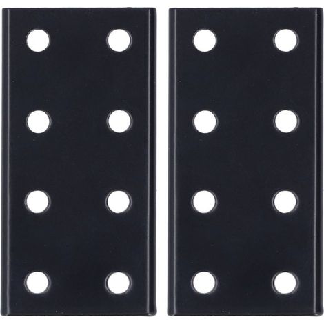 Set aus 2 Aluminium-Verbindungsplatten mit 8 Löchern für Tisch und Bett, schwarz (1/5)