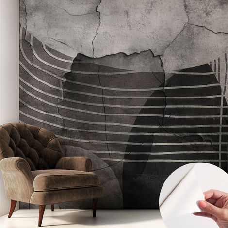 Papier peint adhésif décoratif pour salon chambre et cuisine Facile à poser avec colle Lignes abstraites 250x250 cm (1/5)