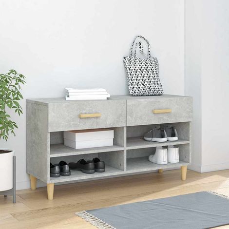 vidaXL Armoire à chaussures Gris béton 102x35x55 cm Bois d'ingénierie (1/5)