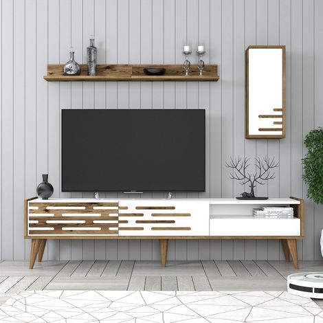 TV-Möbelset Valensiya Walnussweiß Melamin 180x35x45 cm (1/5)
