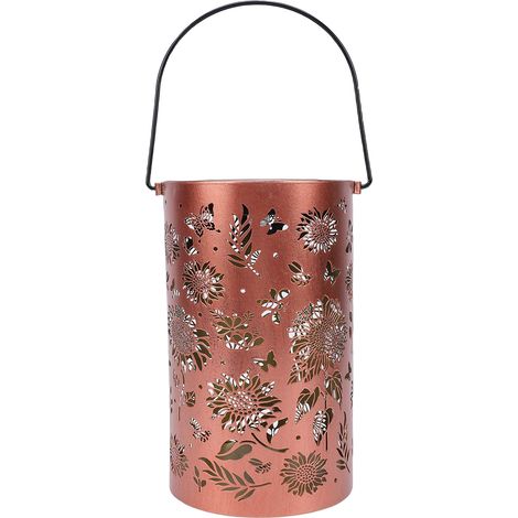 Lanterna solare sospesa con design traforato in metallo, girasole, per giardino, patio, cortile (1/5)