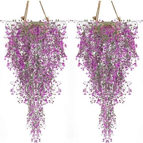 Plantes Artificis Lot de 2 Lierre Vigne Plante Artifici Intérieur Exterieur Fleur artificis pour décoration Murale et Jardin-Magenta (1/5)