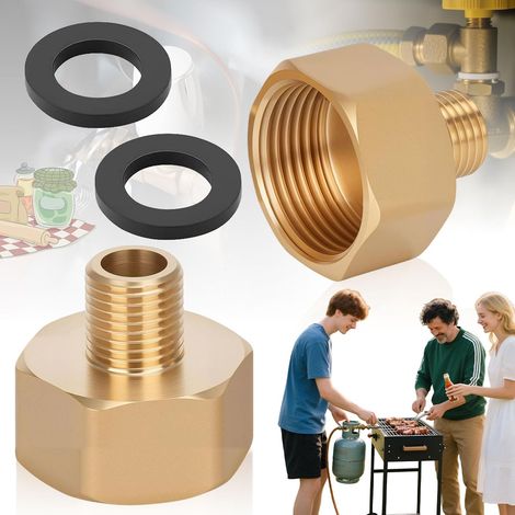 2 Pièces Adaptateur Gpl en Laiton, Adaptateur Gaz 3/8 Vers 1/4, Adaptateur de Tuyau de Gaz en Laiton Avec Bague en Caoutchouc, Raccord en Pour Plaque de Cuisson Au (1/5)