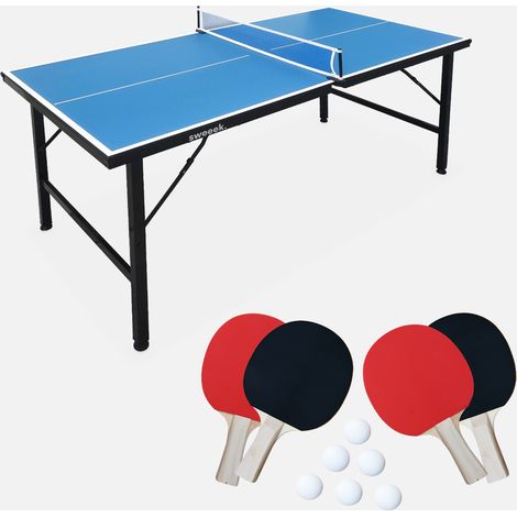 Mini tavolo da ping pong per interni pieghevole con 4 racchette e 6 palline, 150cm (1/5)