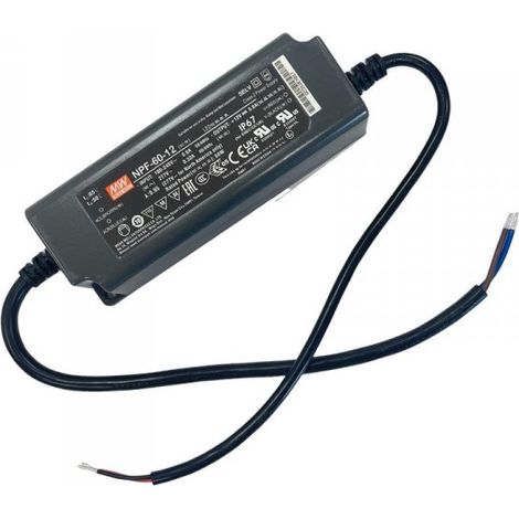 MW MEAN WELL NPF-60-12 Alimentatore Trasformatore IP67 60W 12V 5A Input 220V e 110V