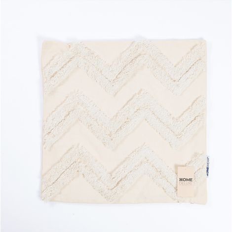 Home Deluxe Funda de cojín JARA zigzag con relleno - crema