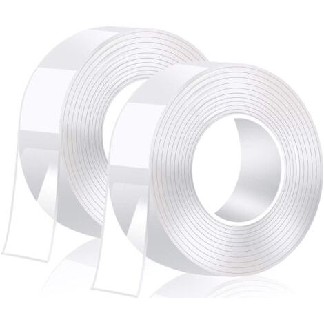 6M Ruban Adhésif Double Face Extra Fort, Transparent Lavable Nano Tape, Multifonctionnel Réutilisable Amovible Traceless Antidérapant Double-Face Gel (1/5)