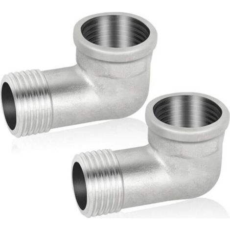 2 Stück 304 Edelstahl 90°-Winkelverschraubung – DN20 – 90°-Winkel – 3/4 Zoll Innenwinkel – Innengewinde x Außengewinde, Sanitär-Edelstahl (1/5)
