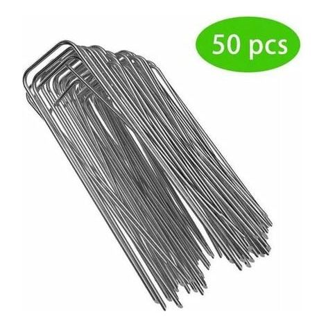 Piquets De Fixation Pour Bâches - Piquets En Acier Inoxydable En Forme De U - 200 mm De Long - 40 mm De Large - 2,5 mm D'épaisseur - Lot De 50 (1/5)