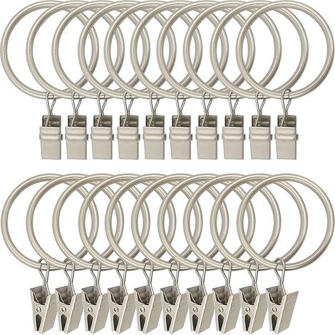 Lot de 30 pinces à rideaux en métal, anneaux de rideaux, boucles, crochets de suspension (1/5)