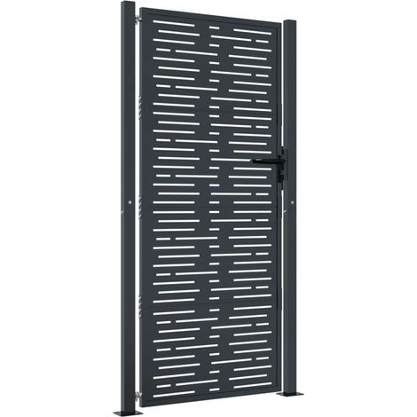 Puerta de jardín antracita 105x180 cm de acero con diseño cuadrado vidaXL