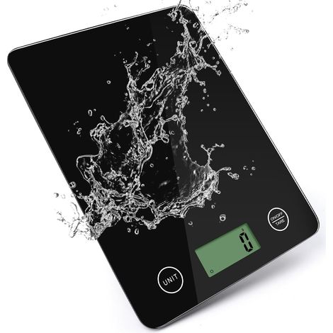 Multifunktionale digitale Küchenwaage, 5 kg, LCD-Display, automatische Nivellierung (6 Einheiten), Tara-Funktion, Touch-Taste, 1 g Genauigkeit