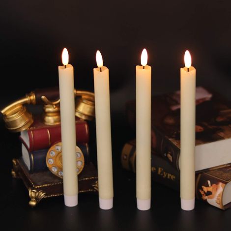 Velas Cónicas Sin Llama MINKUROW Parpadeantes Con Temporizador Remoto De 10 Botones, Portavelas Led Con Batería, Velas Para Ventana (1/5)