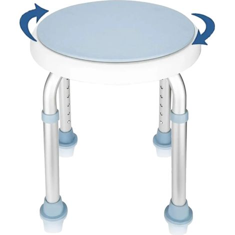 Tabouret de douche, hauteur réglable, design antidérapant, Bleu (1/2)