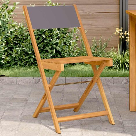 vidaXL Sillas plegables (2 unidades) color antracita, madera maciza de acacia y tela. (1/5)