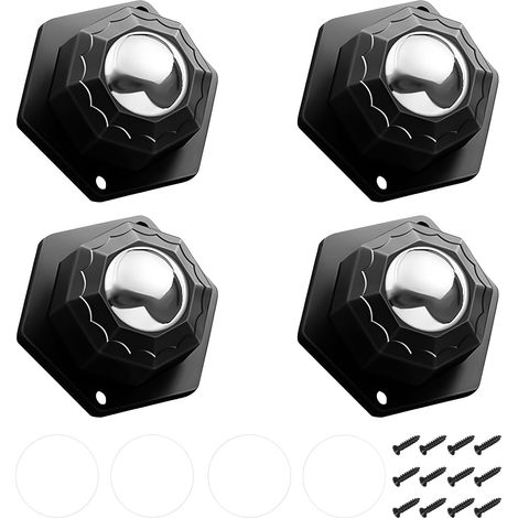 4 Pièces Petite Roulettes pour Meubles, Rotatif à 360° Petite Roulette, Noir Roulette a Bille pour Meuble, avec 12 Vis et 4 Pastilles Autocollantes, pour Poubelle, Plateau, Étagère à Épices (1/5)