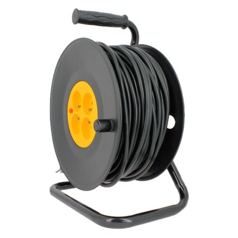 Enrouleur Électrique 4 Prises 16a/230vac - 3g1,5 - 50 Mètres + Coupe Circuit