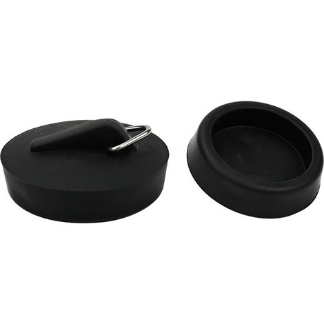 Bouchons de lavabo en caoutchouc – 2 bouchons de 44mm avec chaîne à billes – tuyaux de vidange compatibles de 45,5 à 42mm – matériau PVC de haute qualité (1/5)